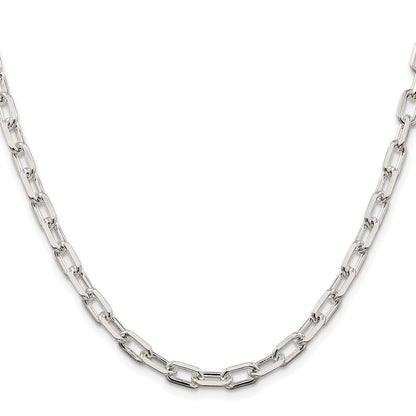 Sterling Silver Rhodium-plated 5.75mm Diamond-cut Long Link Cable Chain Necklace
