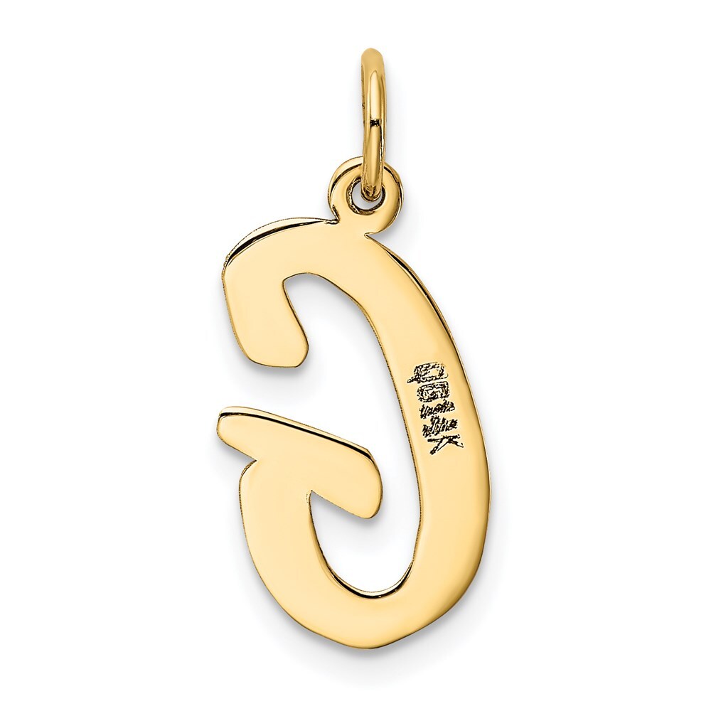 14k Yellow Gold Large Script Letter G Initial Charm Pendant for Women