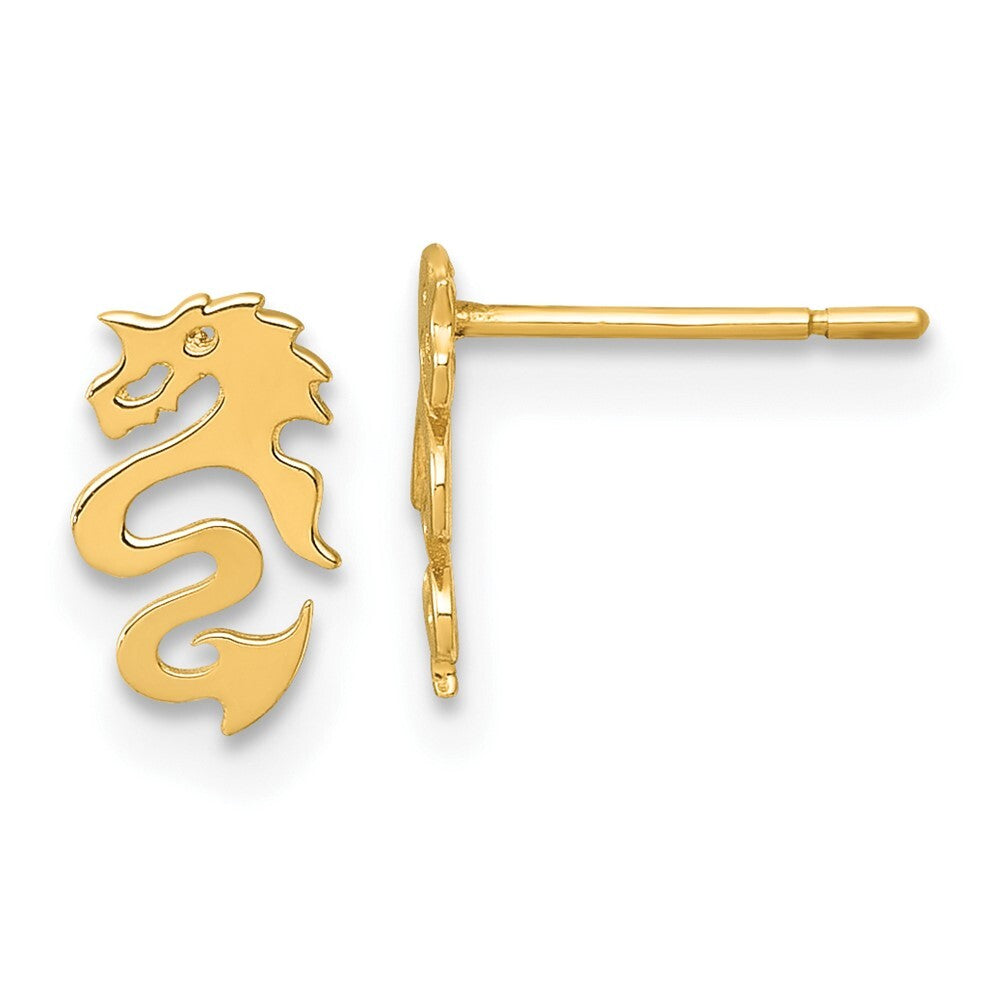 14k Yellow Gold Polished Dragon Post Earrings