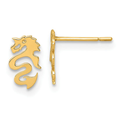 14k Yellow Gold Polished Dragon Post Earrings