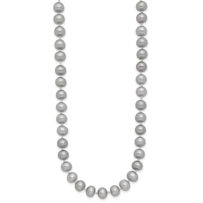 14k Yellow Gold 6-7mm Grey Near Round Freshwater Cultured Pearl 20 inch Necklace