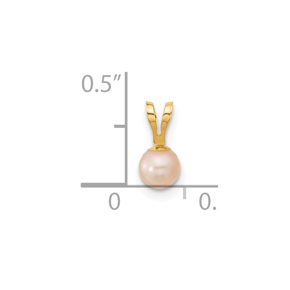 14k Yellow Gold Madi K 4-5mm Pink Near Round Freshwater Cultured Pearl Pendant