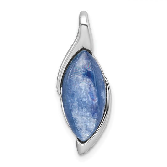 Sterling Silver Polished Fancy Marquise Kyanite Cabochon Chain Slide Pendant