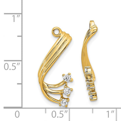 14k Yellow Gold Fancy Twist Diamond Earring Jacket