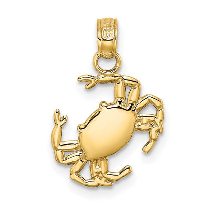 14k Yellow Gold Polished Crab Charm Pendant