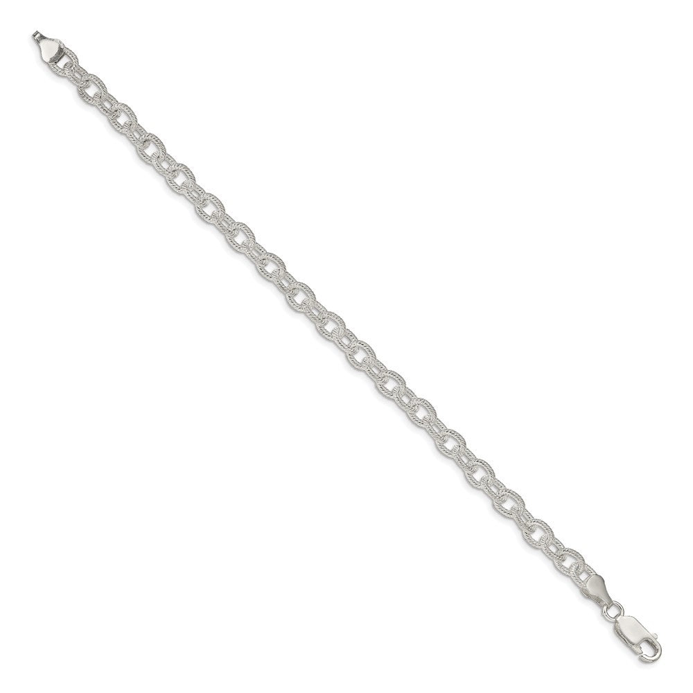 Sterling Silver 6.25mm Fancy Patterned Rolo Chain Bracelet