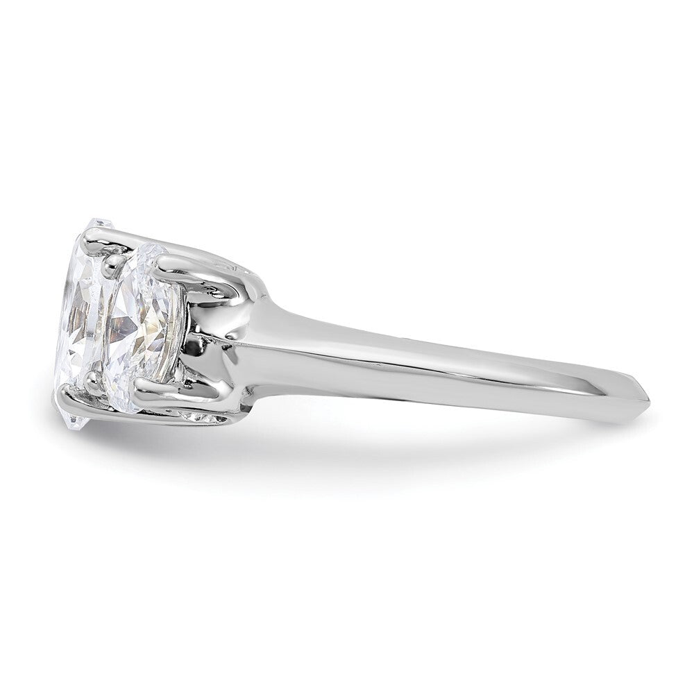 Sterling Silver Rhodium-plated 3 Stone Cubic Zirconia Ring Size 6