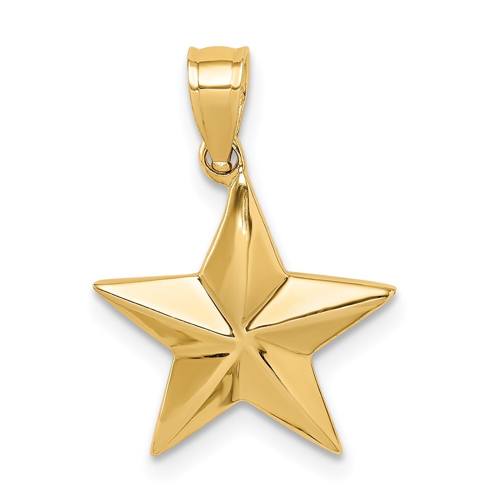 14k Yellow Gold Polished Star Pendant for Women