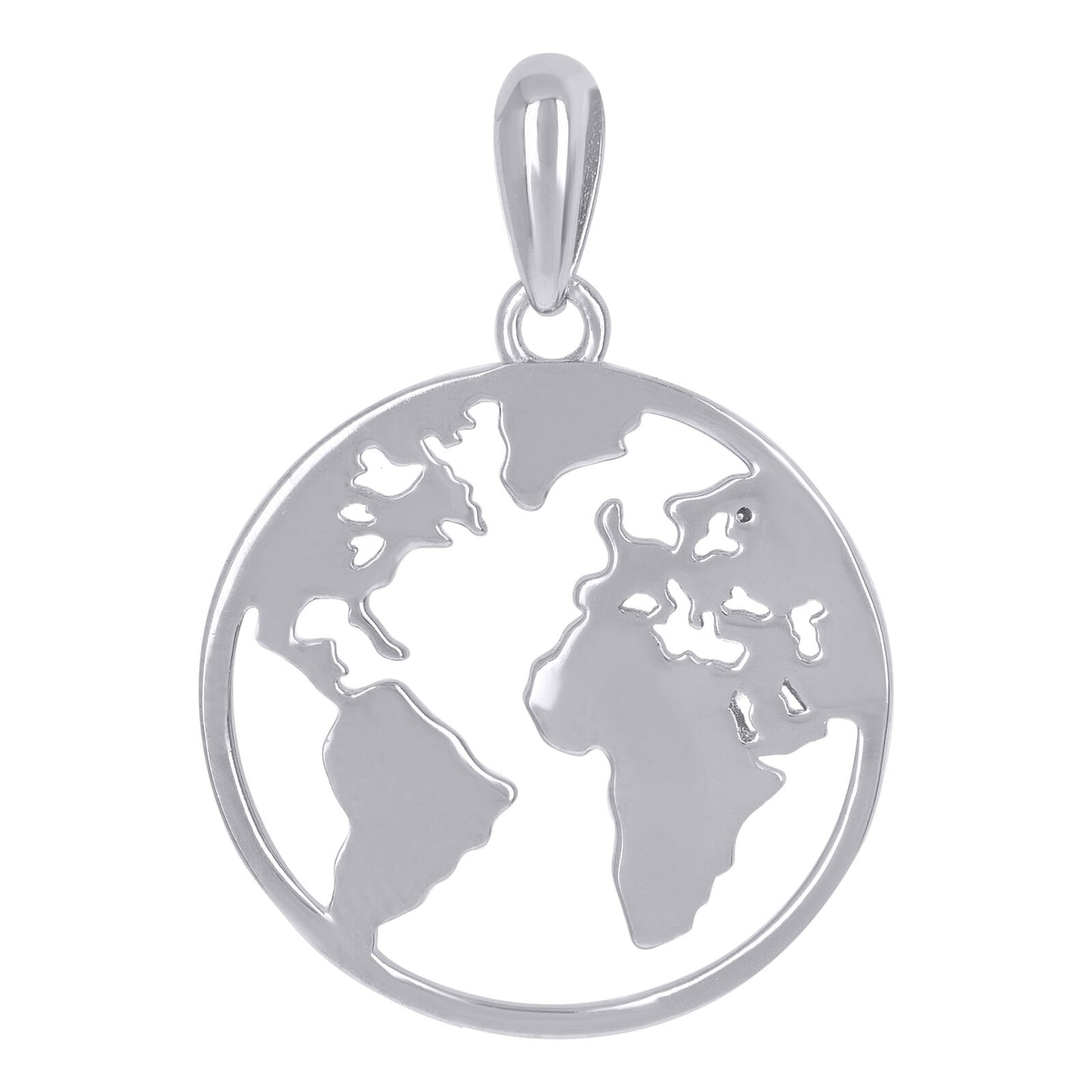 925 Sterling Silver World Map Globe Charm Pendant