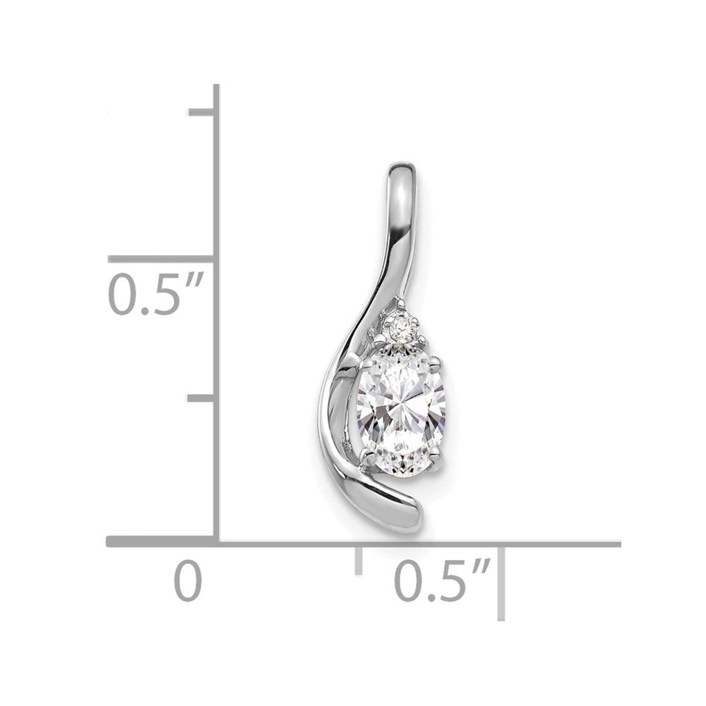14k White Gold White Topaz and Diamond Pendant
