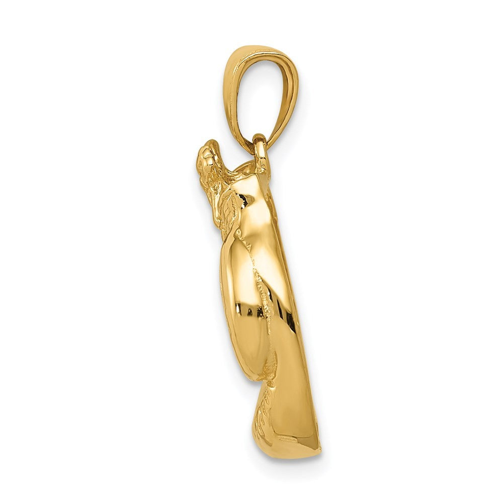 14k Yellow Gold Solid Polished Open-Backed Boxing Gloves Pendant