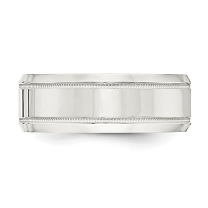Sterling Silver 6mm Polished Flat Milgrain Beveled Edge Fancy Band Ring Size 13