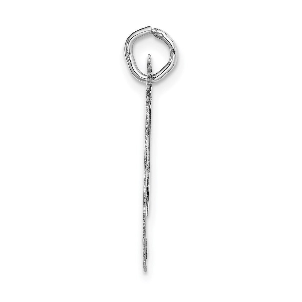 14k White Gold Large Fancy Script Letter T Initial Charm Pendant