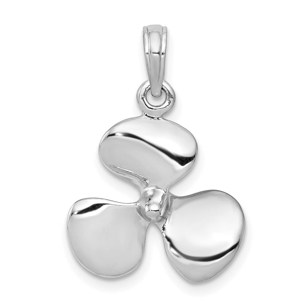 14k White Gold Polished 3-D Propeller Pendant for Women