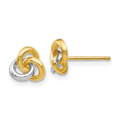 14k Yellow Gold & Rhodium Trinity Knot Stud Earrings