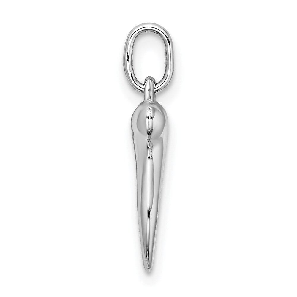 14k White Gold Hollow Italian Horn Pendant for Women