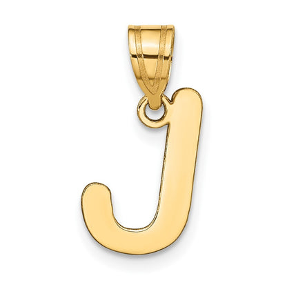 14k Yellow Gold Polished Bubble Letter J Initial Pendant for Women