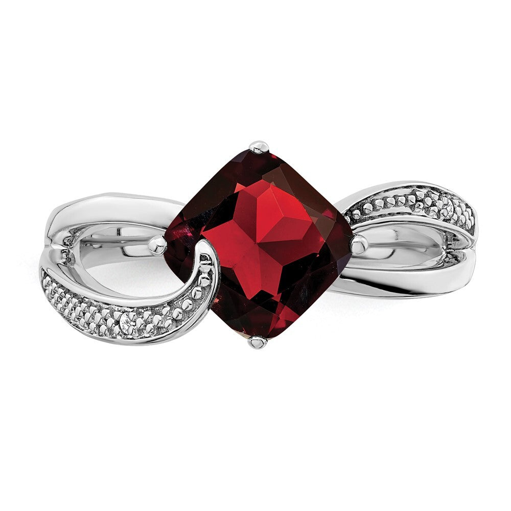Sterling Silver Rhodium-plated Amethyst and Diamond Ring Size 7