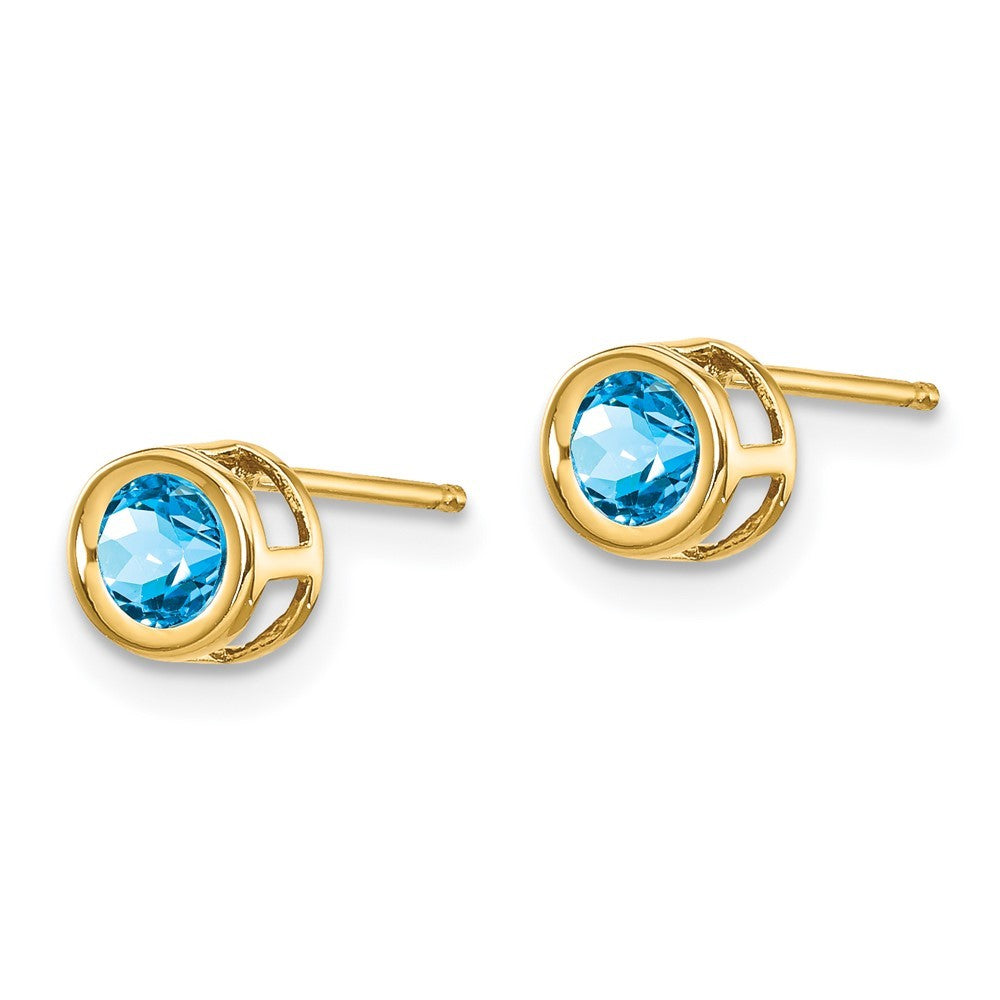 14k Yellow Gold Blue topaz Earrings - December