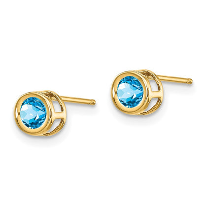 14k Yellow Gold Blue topaz Earrings - December