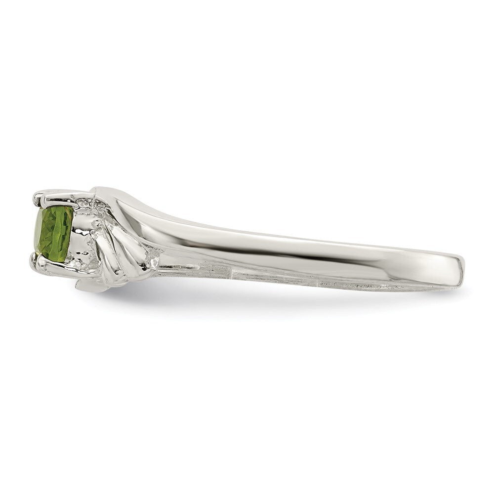 Sterling Silver Lime Green Oval Cubic Zirconia Ring Size 6