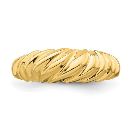 14K Yellow Gold Polished Dome Ring Size 7