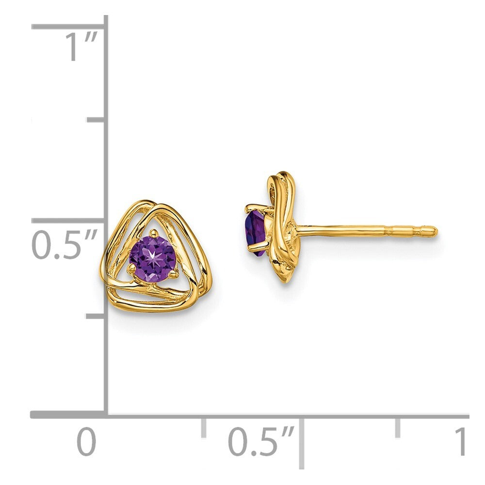 14k Yellow Gold Amethyst Stud Earrings Gift for Women