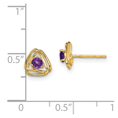 14k Yellow Gold Amethyst Stud Earrings Gift for Women