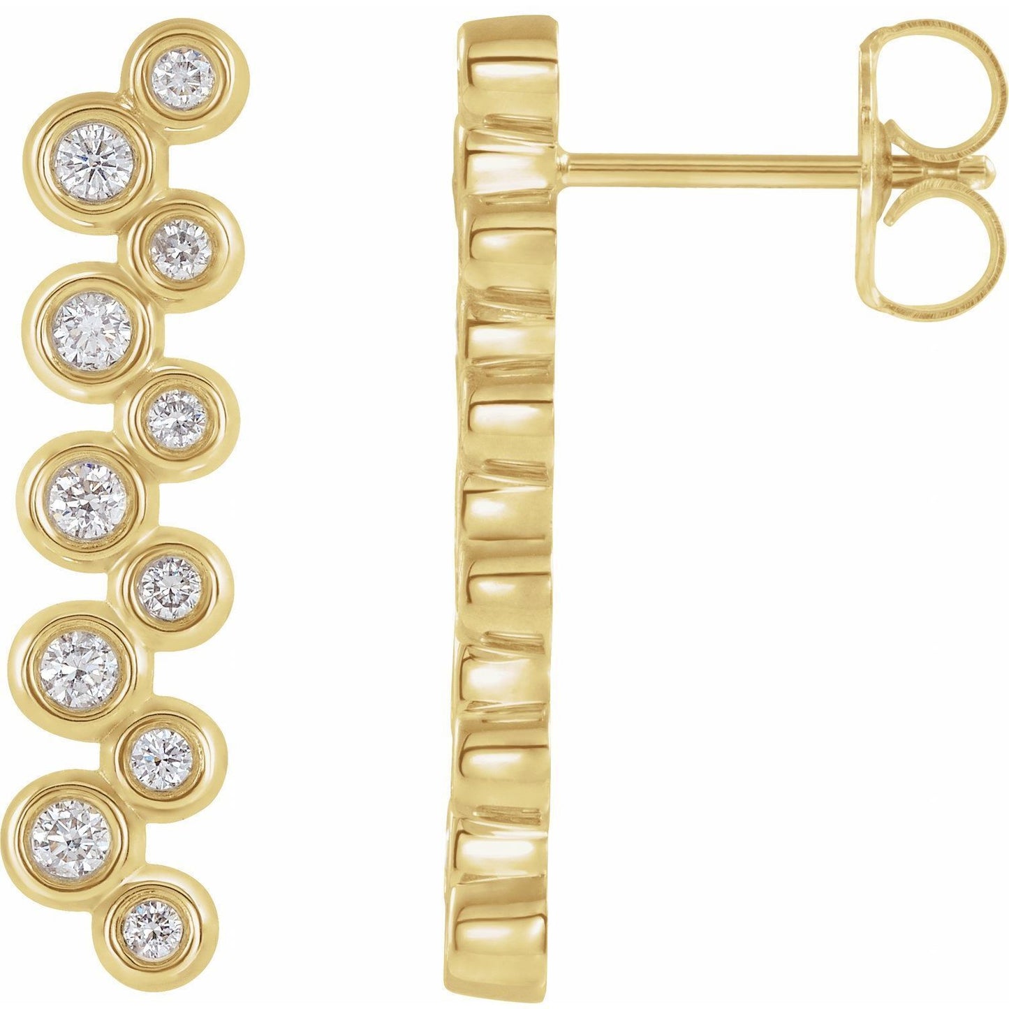 14k Yellow Gold 1/3 CTW Natural Diamond Bezel-Set Bar Stud Earrings