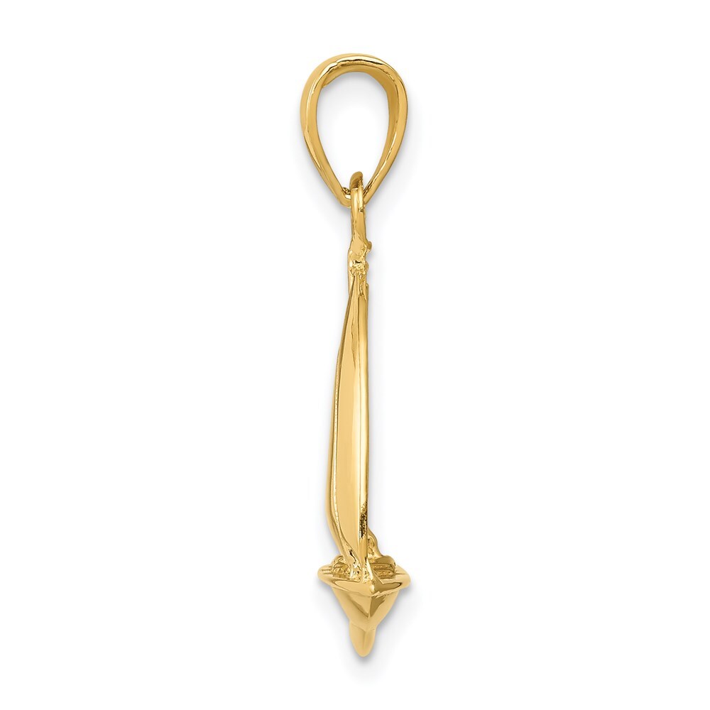 14k Yellow Gold Polished Open-Backed Sailboat Pendant for Women