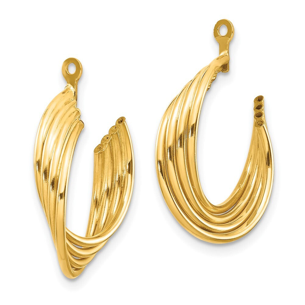14k Yellow Gold Polished Hoop Earring Jackets Gift for Women
