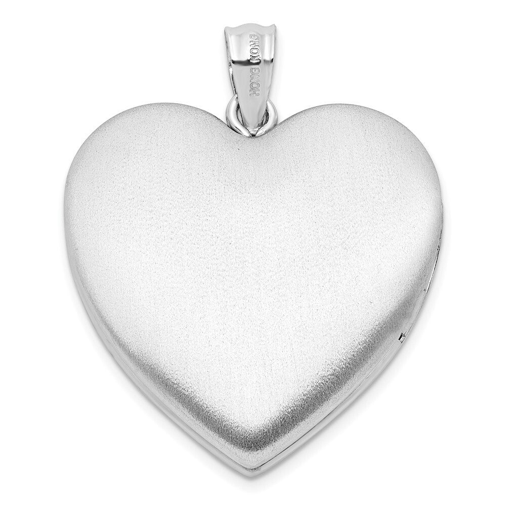 Sterling Silver 24mm Enamel & Diamond-cut Pink Ribbon Ash Holder Locket