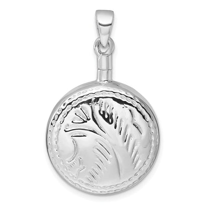Sterling Silver Rhodium-plated Polished Design Round Ash Holder