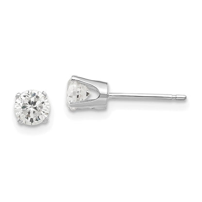 14k White Gold 4.25mm Cubic Zirconia Stud Earrings Gift for Women