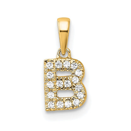 14k Yellow Gold  Diamond Letter B Initial with Bail Pendant