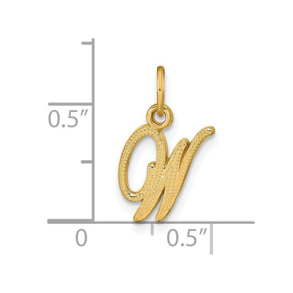 14k Yellow Gold Script Letter W Initial Charm Pendant for Women
