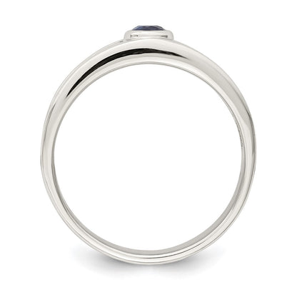 Sterling Silver Rhodium-plated Men's Blue Sapphire Ring Size 9