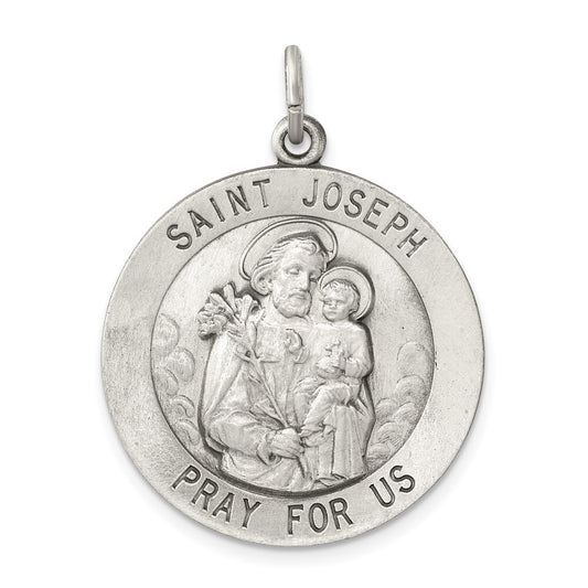 Sterling Silver Antiqued Saint Joseph Medal Pendant