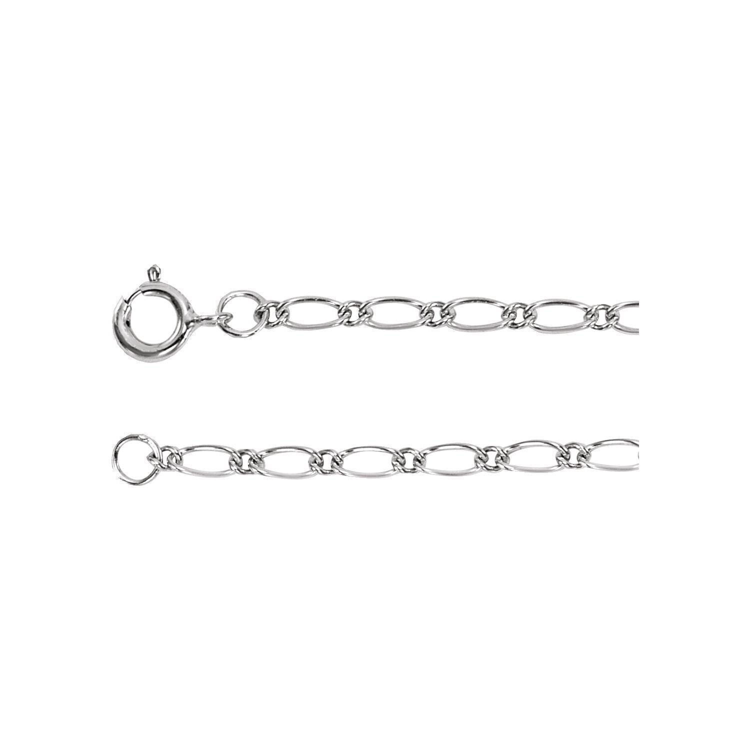 14k White Gold 1.5 mm Figaro 16" Chain Necklace Fine Gift for Women