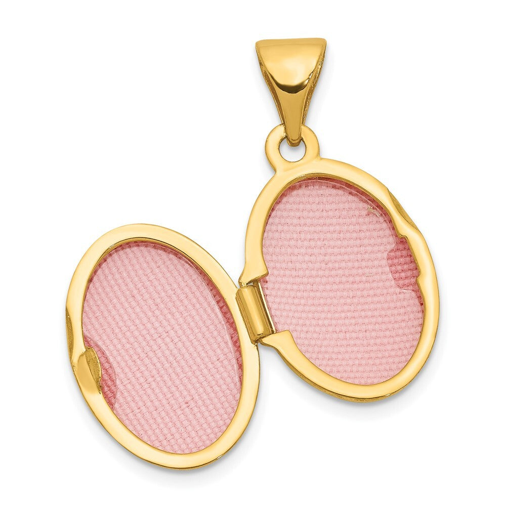 14k Yellow Gold Diamond Oval Locket Pendant for Women