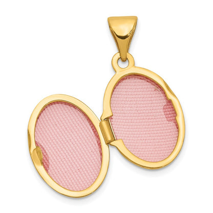 14k Yellow Gold Diamond Oval Locket Pendant for Women