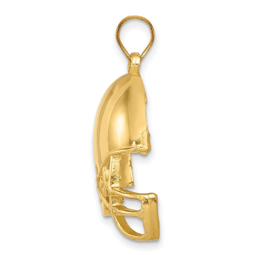 14k Yellow Gold Polished Football Helmet Pendant for Women