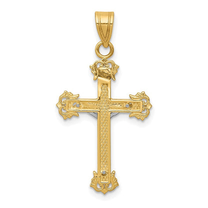 14k Two-tone Gold Diamond-cut Crucifix Pendant for Women