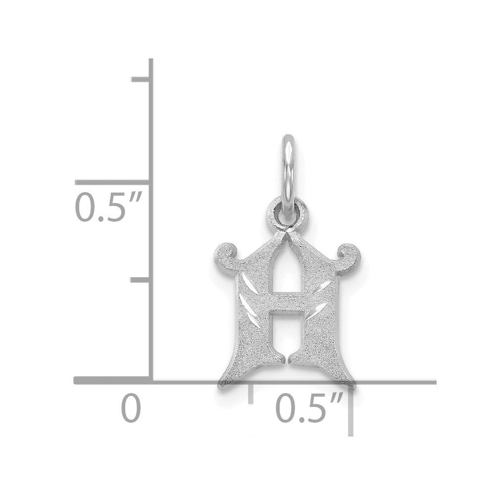 14k White Gold Diamond-cut Letter H Initial Charm Pendant for Women