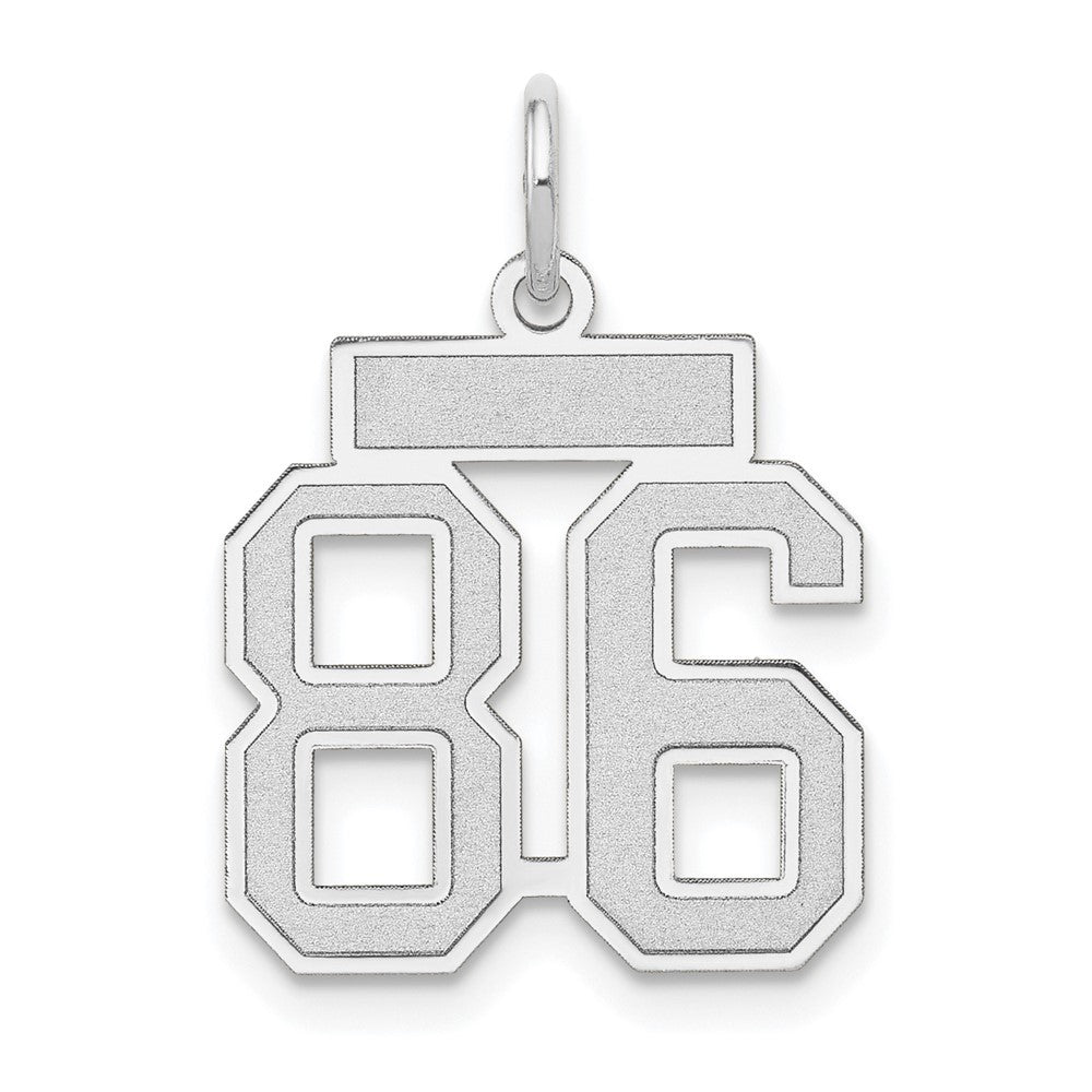 14K White Small Satin Number 86 Charm