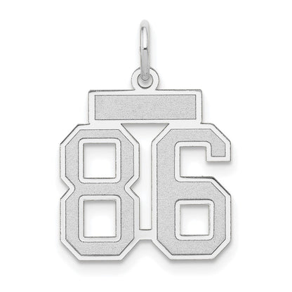 14K White Small Satin Number 86 Charm