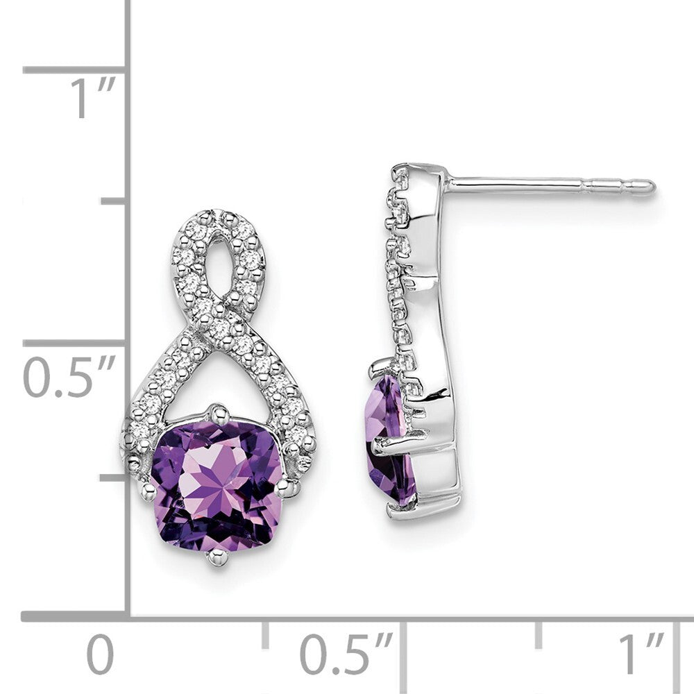 14k White Gold Amethyst and Diamond Drop & Dangle Earrings