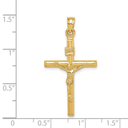 14k Yellow Gold Hollow Crucifix Pendant