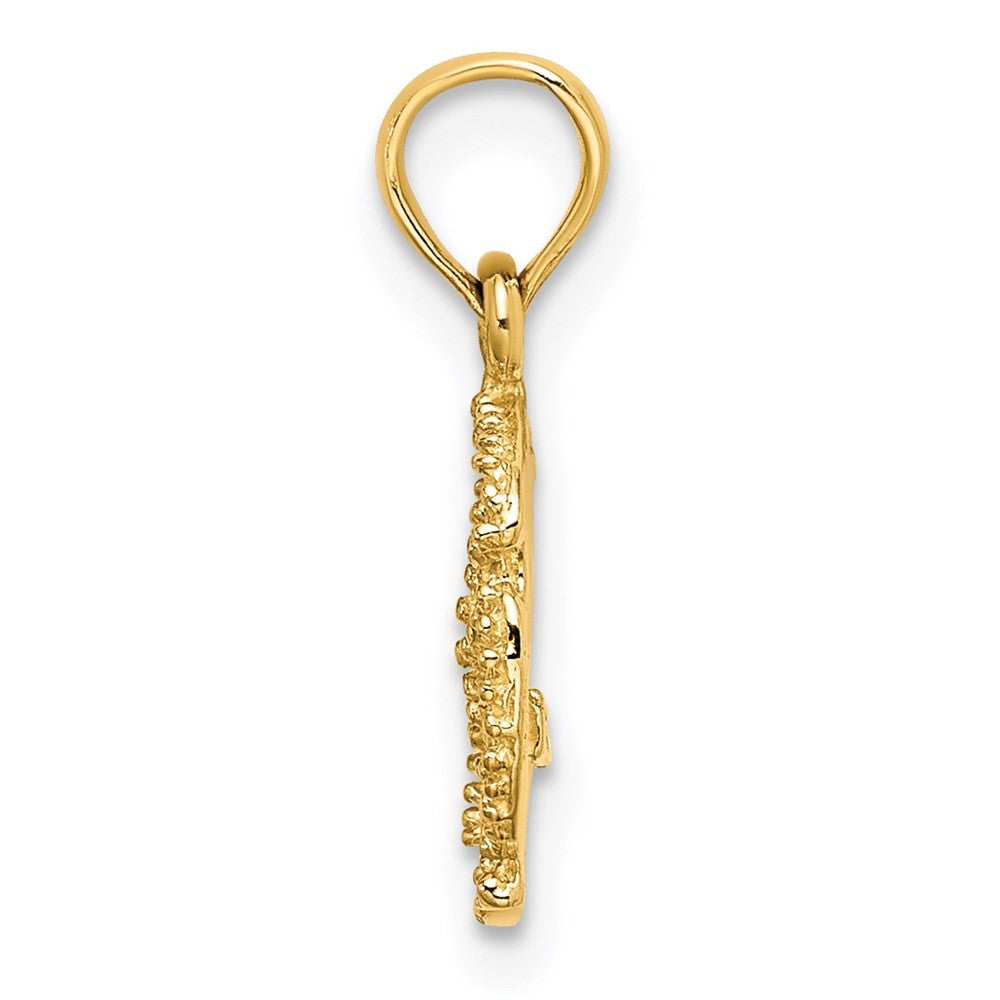 14k Yellow Gold Starfish on Sand Dollar Pendant