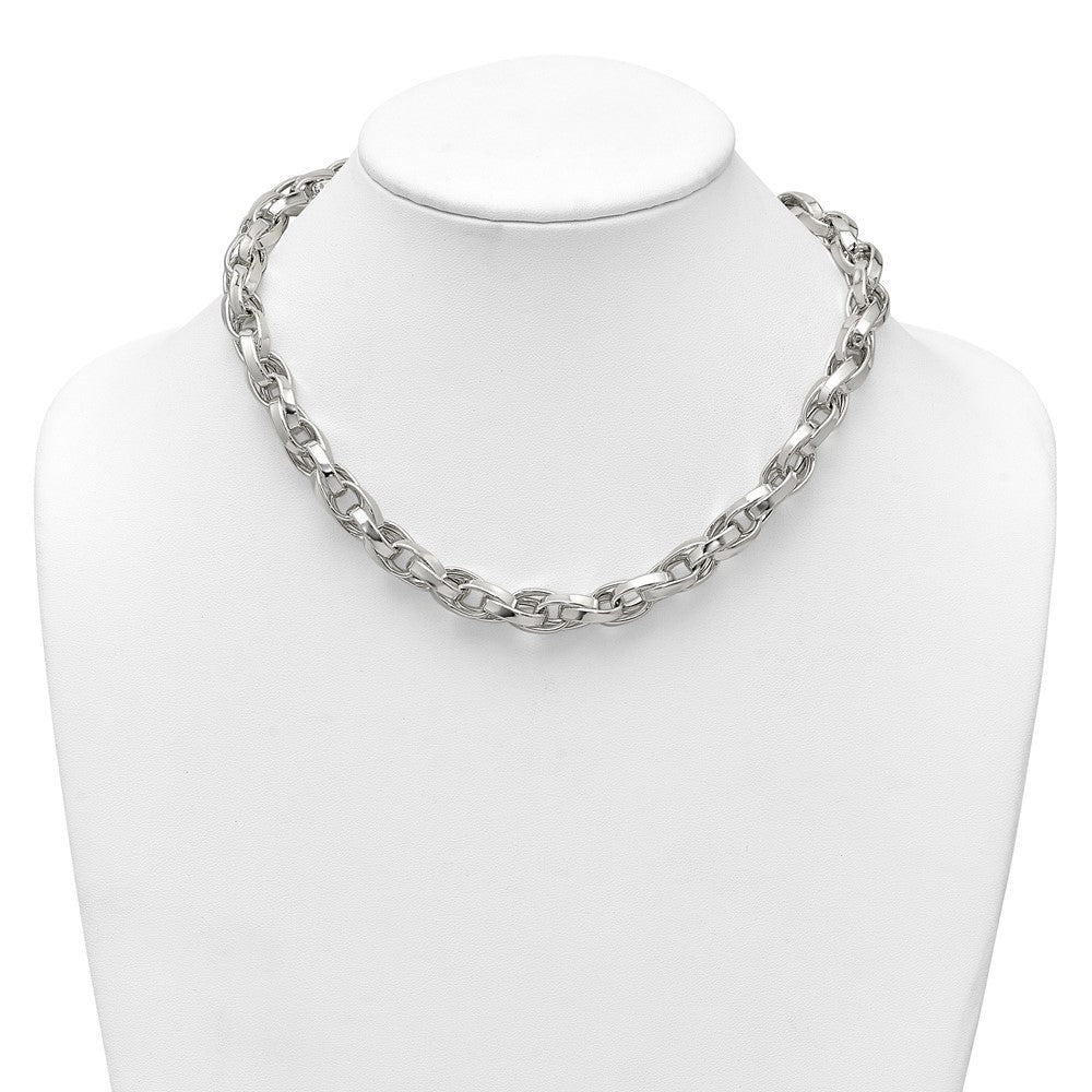 Sterling Silver Polished Double Twisted Link 18 inch Necklace